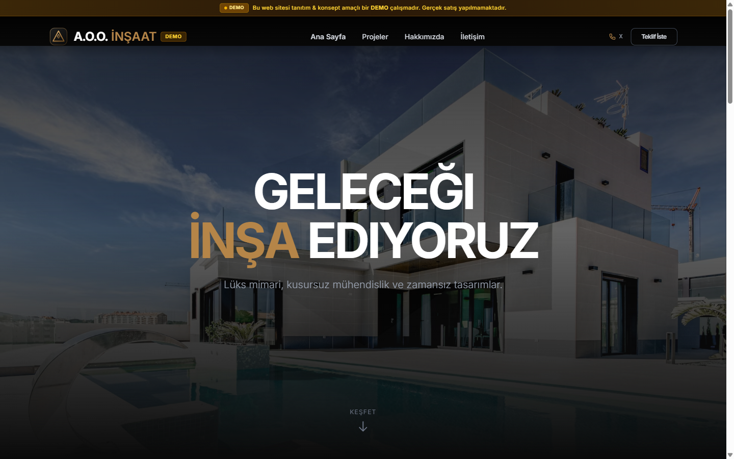 İnşaat, Taahhüt & Mimarlık Web Sitesi (Demo)